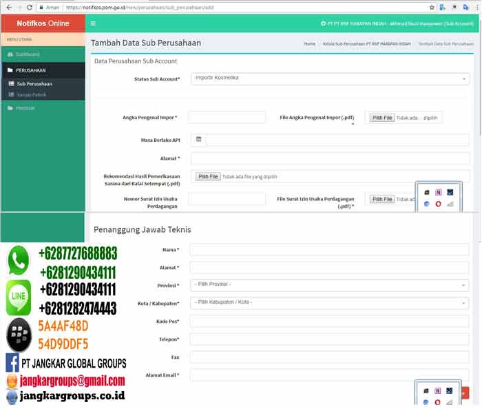 tambahan data perusahaan sub account