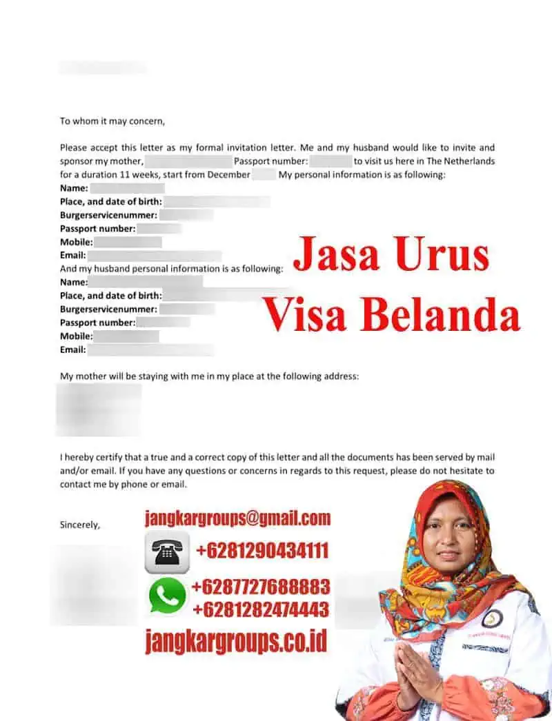 Contoh Surat Permohonan Visa Belanda