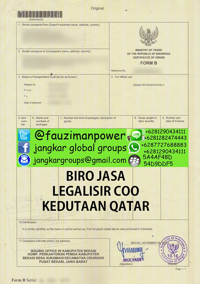 Legalisir Form B di kedutaan qatar