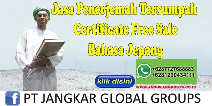 Jasa Penerjemah Tersumpah Certificate Free Sale Bahasa Jepang