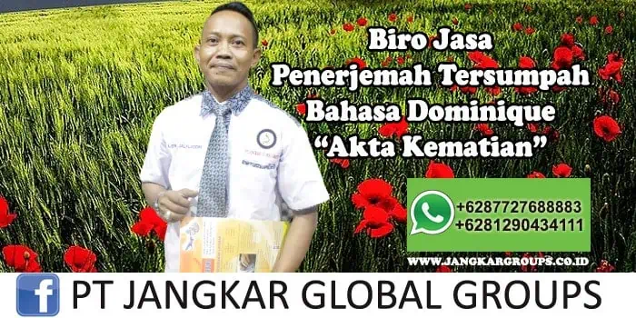 Biro Jasa Penerjemah Tersumpah Bahasa Dominique Akta kematian