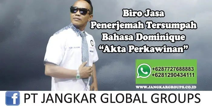 Biro Jasa Penerjemah Tersumpah Bahasa Dominique Akta perkawinan