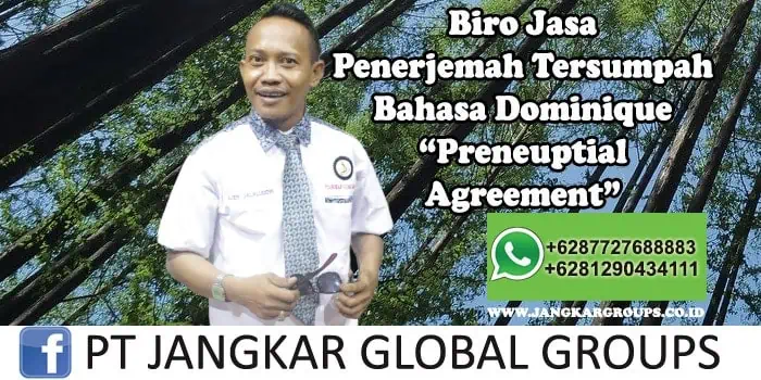 Biro Jasa Penerjemah Tersumpah Bahasa Dominique Preneuptial Agreement