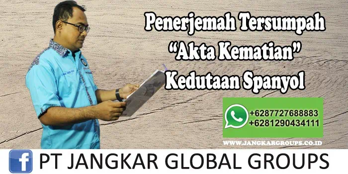 Penerjemah tersumpah Akta kematian Kedutaan Spanyol