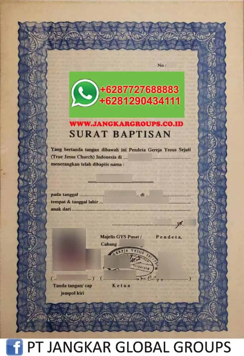 contoh surat baptisan