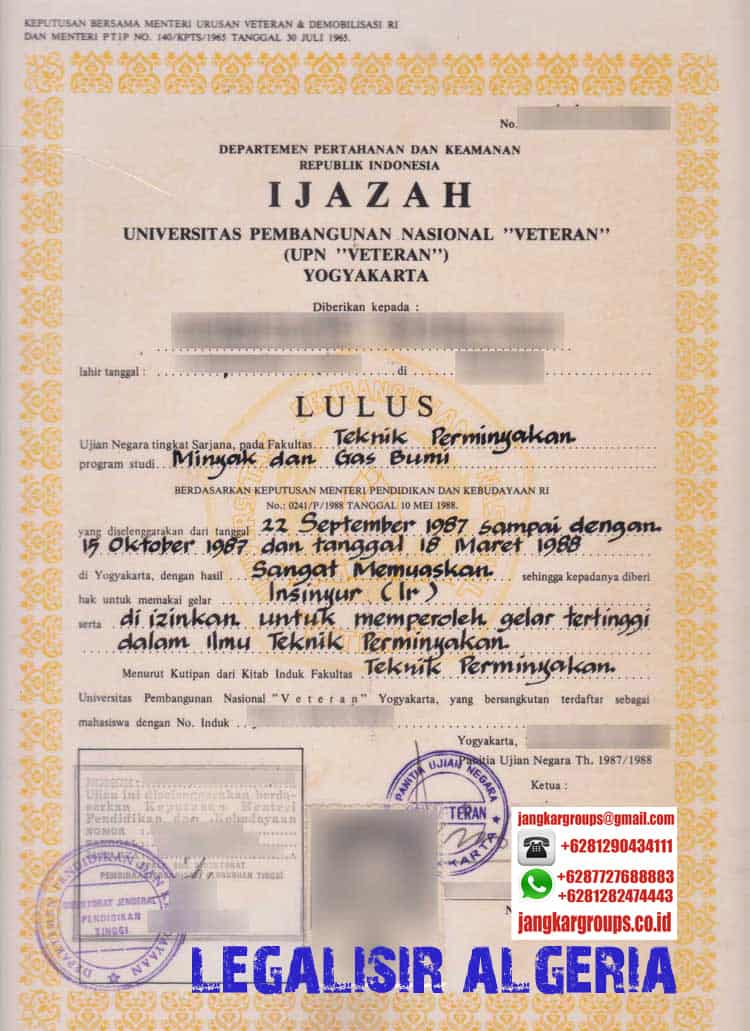 legalisir ijazah algeria