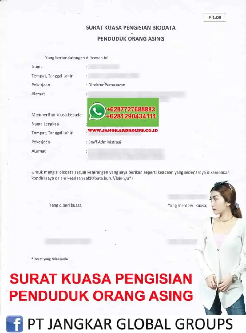 surat kuasa pengisian penduduk orang asing