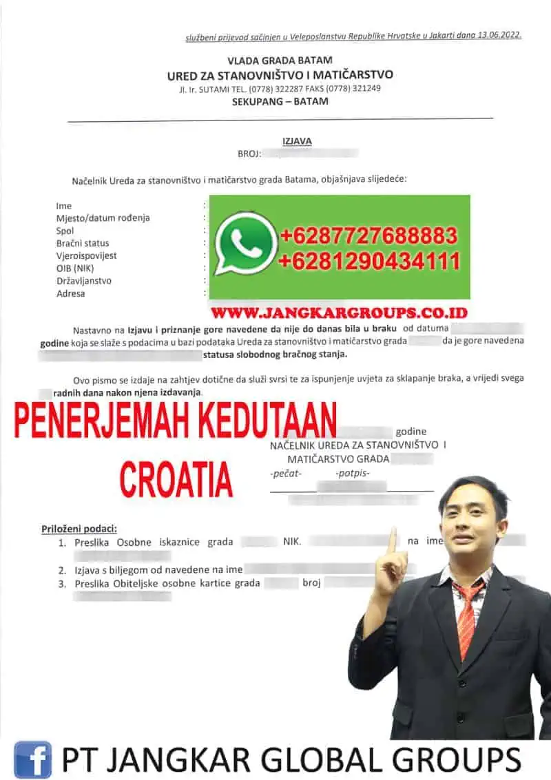 PENERJEMAH KEDUTAAN CROATIA