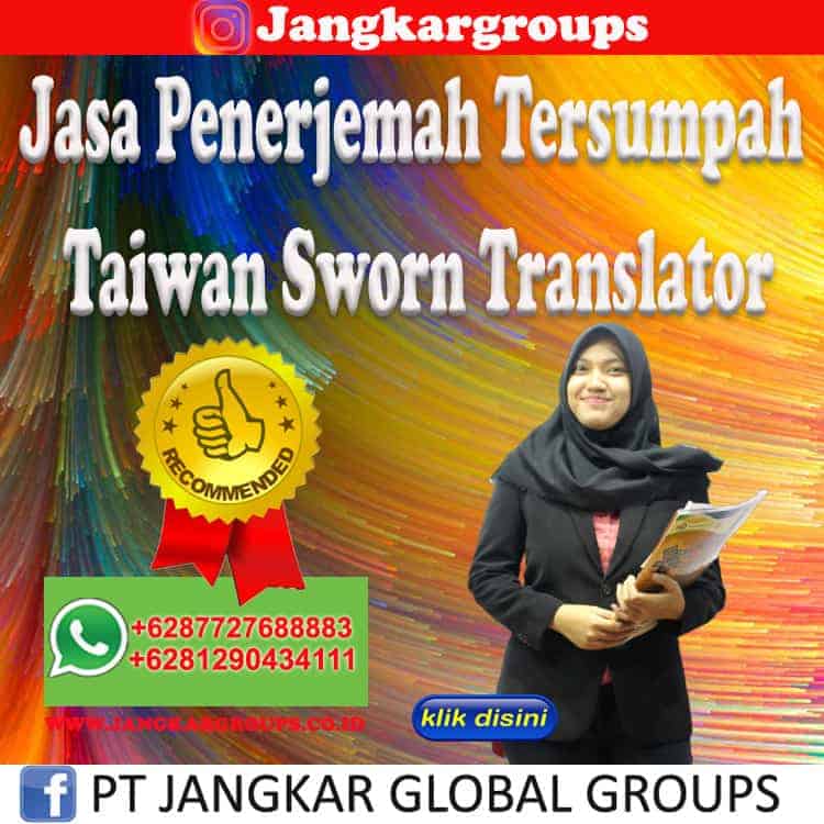 Jasa Penerjemah Tersumpah Taiwan Sworn Translator