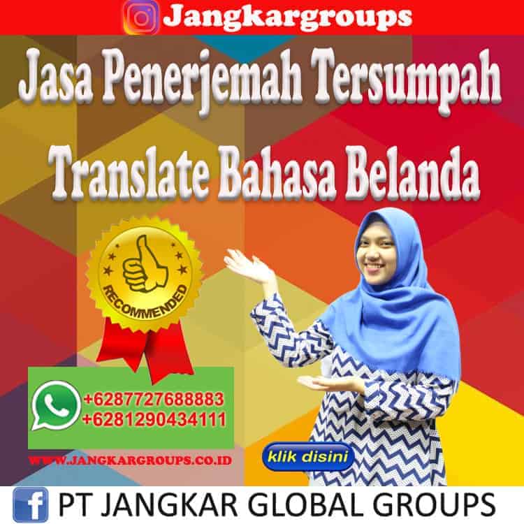 Jasa Penerjemah Tersumpah Translate Bahasa Belanda