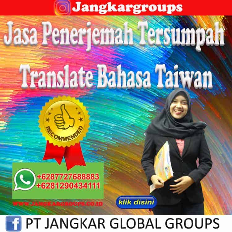 Jasa Penerjemah Tersumpah Translate Bahasa Taiwan