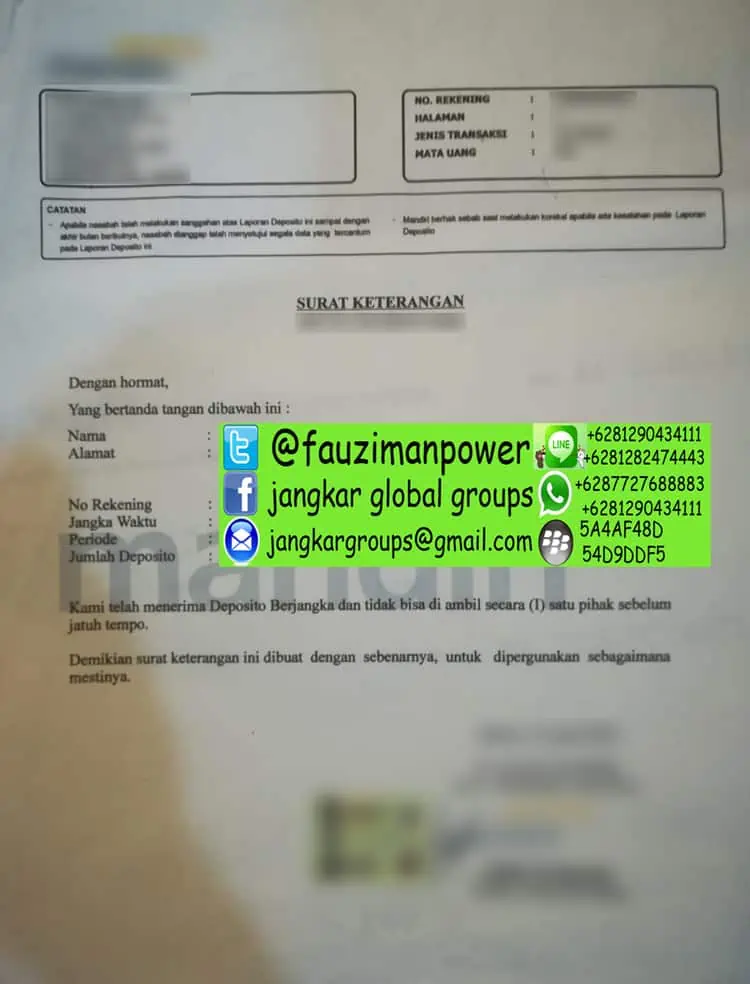 Surat keterangan deposito bank