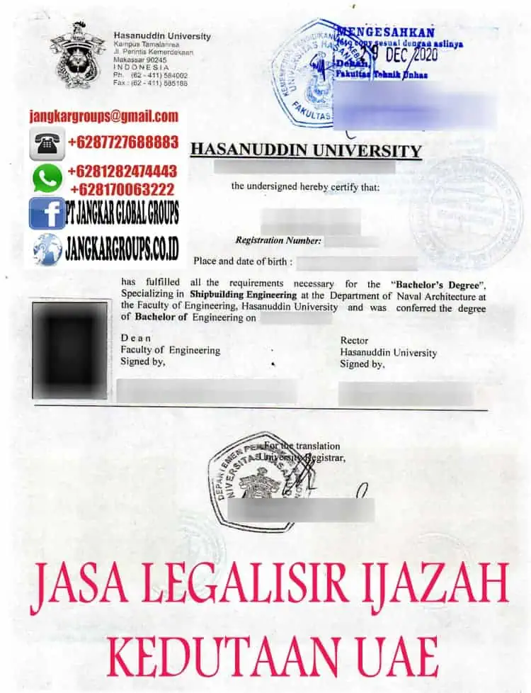 JASA LEGALISIR IJAZAH S1 KEDUTAAN UAE