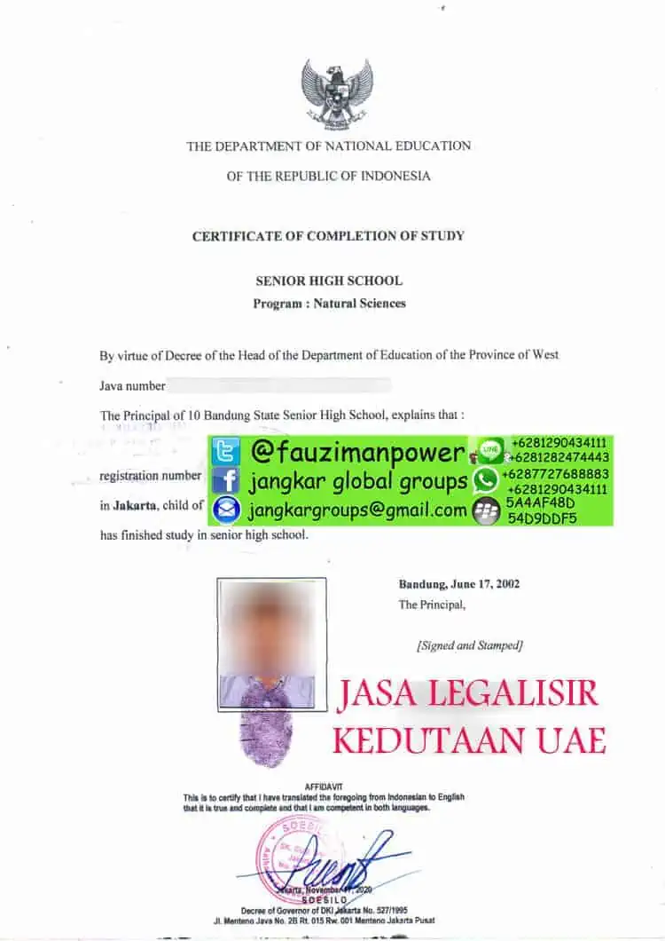 JASA LEGALISIR IJAZAH SMA DI KEDUTAAN UAE