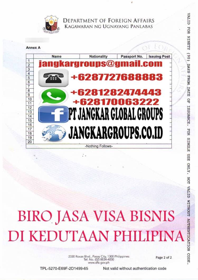 CONTOH DFA PHILIPINA,Persyaratan Visa Bisnis 9A Philipina