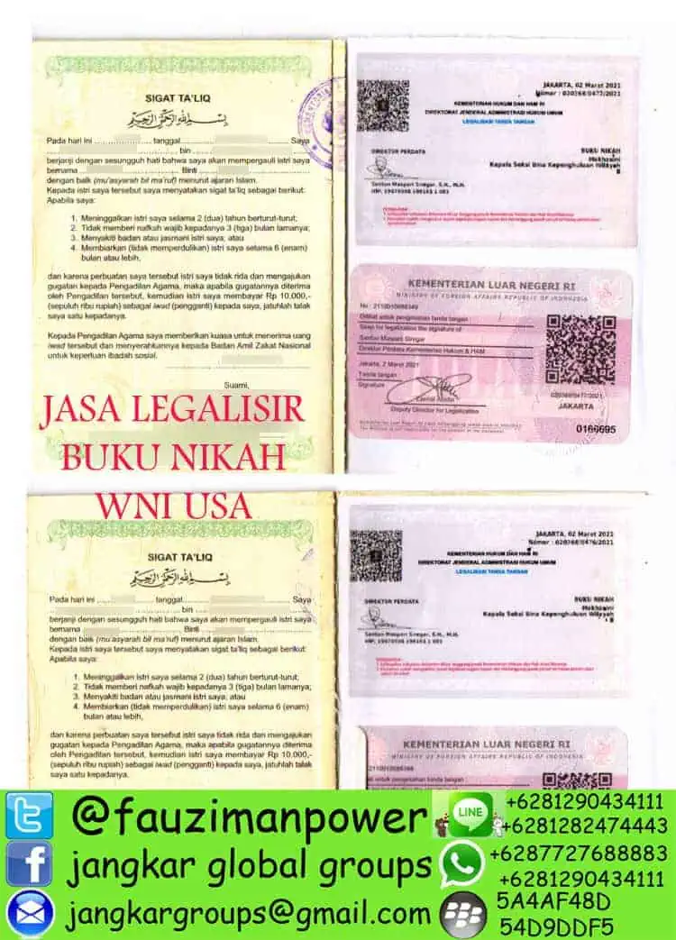 JASA LEGALISIR BUKU NIKAH WNI USA