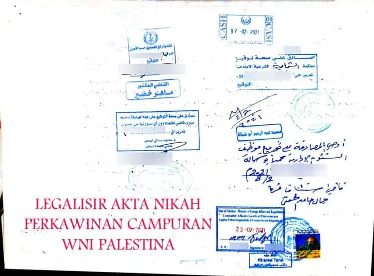 LEGALISIR AKTA NIKAH WNI PALESTINA, PERSYARATAN MENIKAH WNI DI PALESTINA