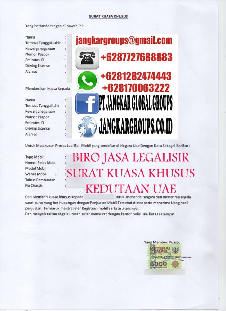 SURAT KUASA JUAL MOBIL UAE
