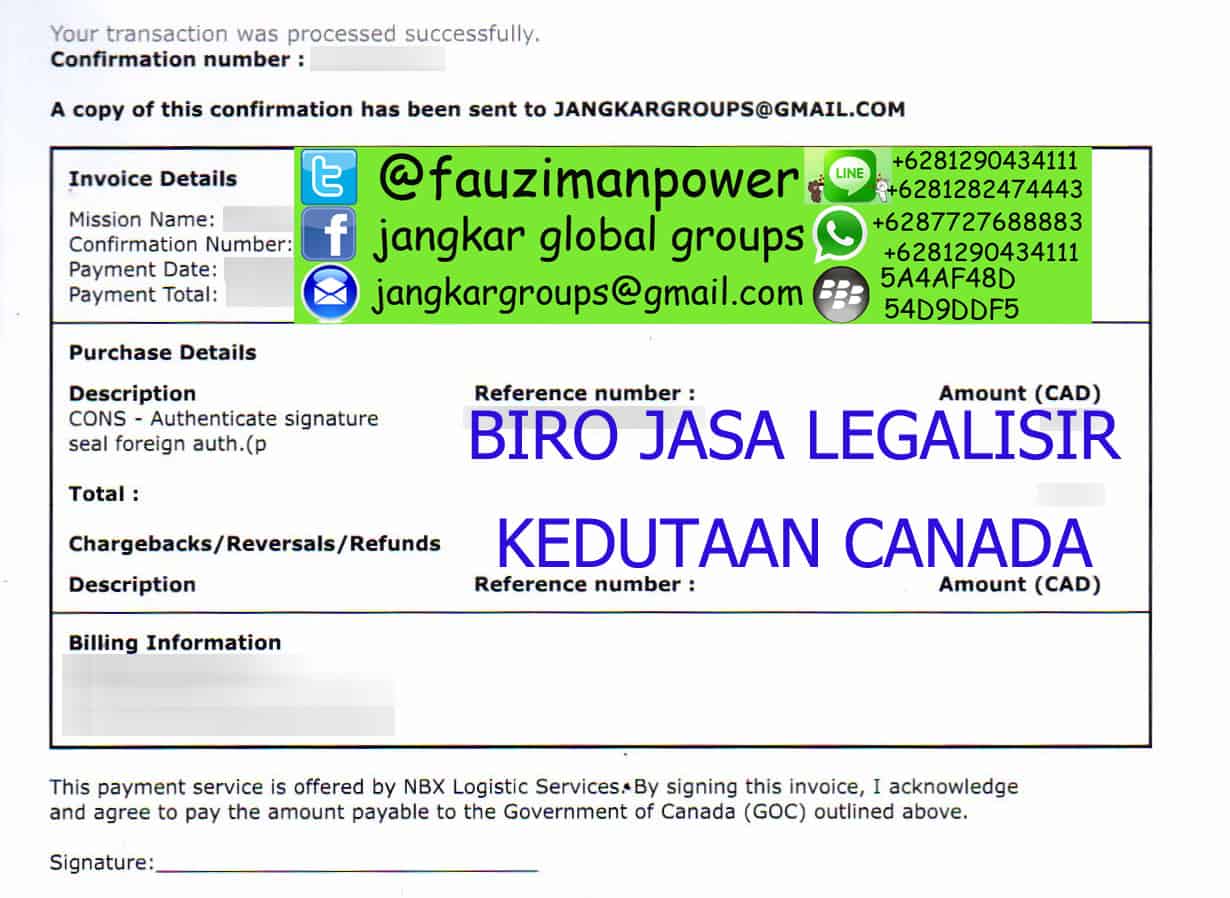 BIRO JASA LEGALISIR KEDUTAAN CANADA