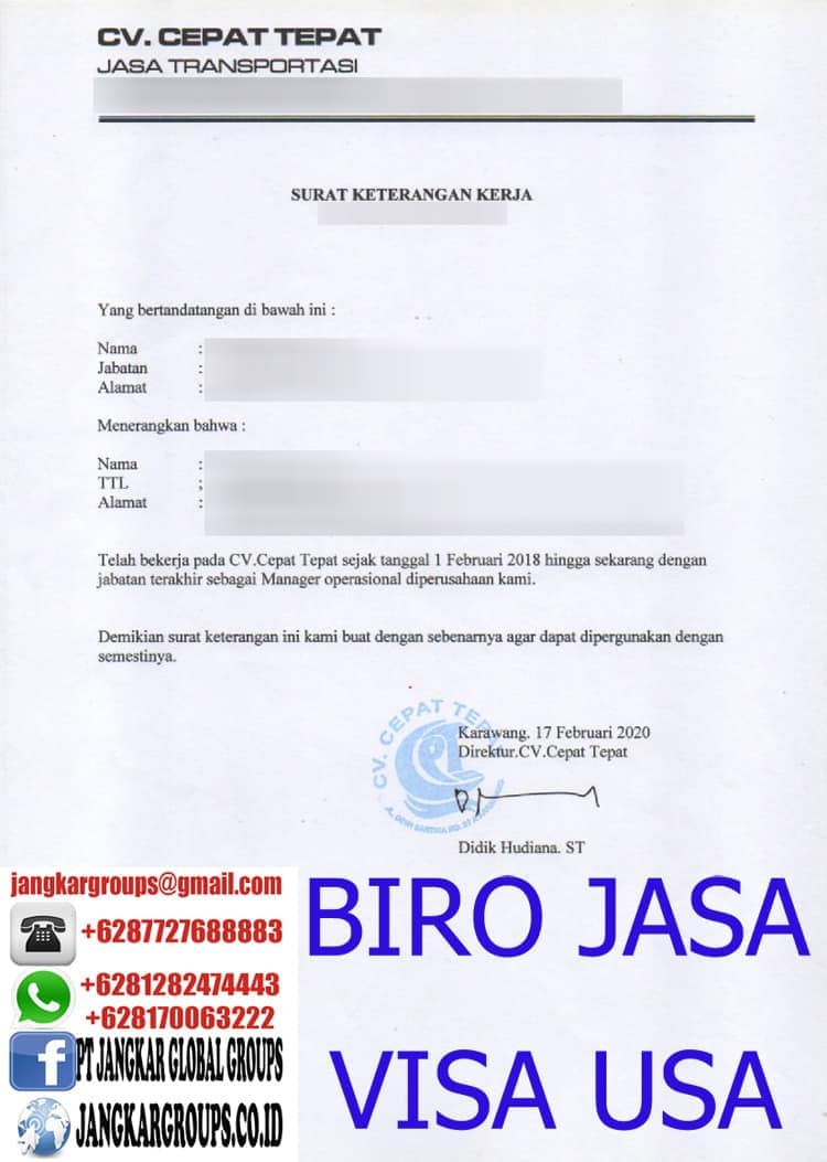 CONTOH SURAT KETERANGAN KERJA