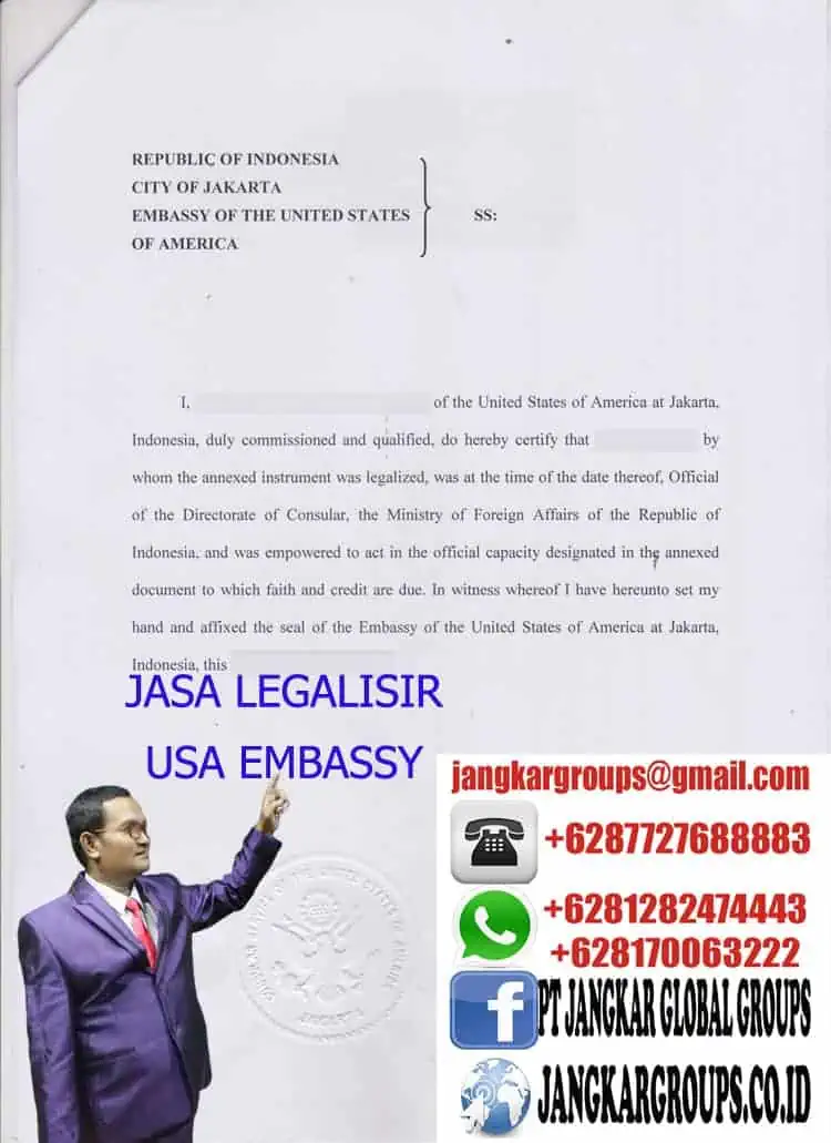 JASA LEGALISIR USA EMBASSY