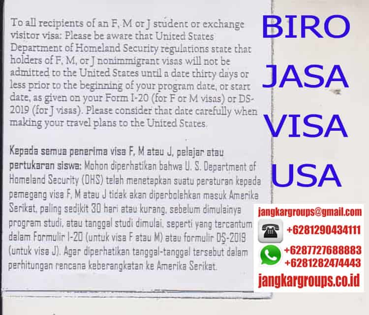 VISA BELAJAR ATAU PERTUKARAN SISWA USA