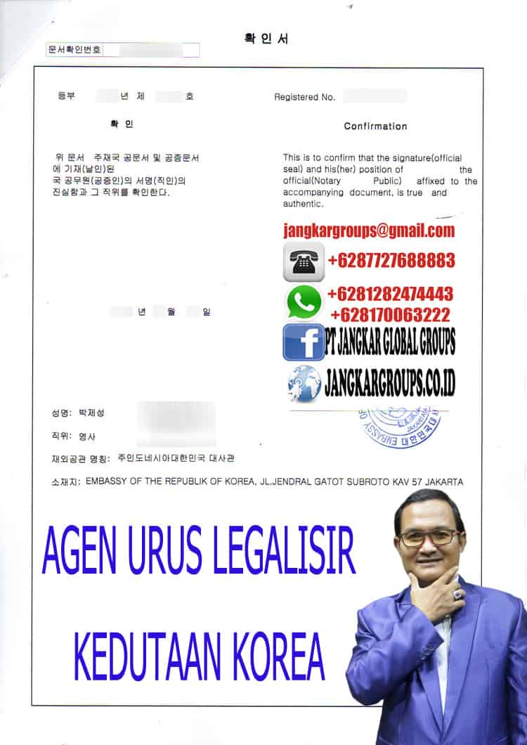 AGEN URUS LEGALISIR KEDUTAAN KOREA