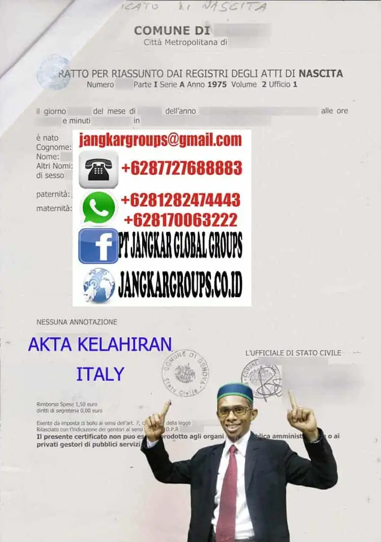 Persyaratan Menikah WNA Italy AKTE KELAHIRAN ITALY