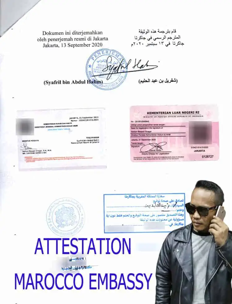 ATTESTATION SINGEL CERTIFICATE MAROCCO