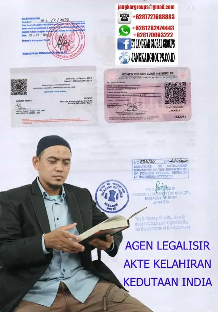 Agen legalisir akte kelahiran kedutaan india