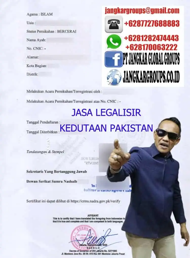 JASA LEGALISIR KEDUTAAN PAKISTAN