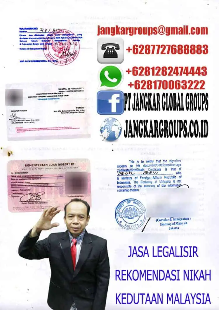 JASA LEGALISIR REKOMENDASI NIKAH KEDUTAAN MALAYSIA