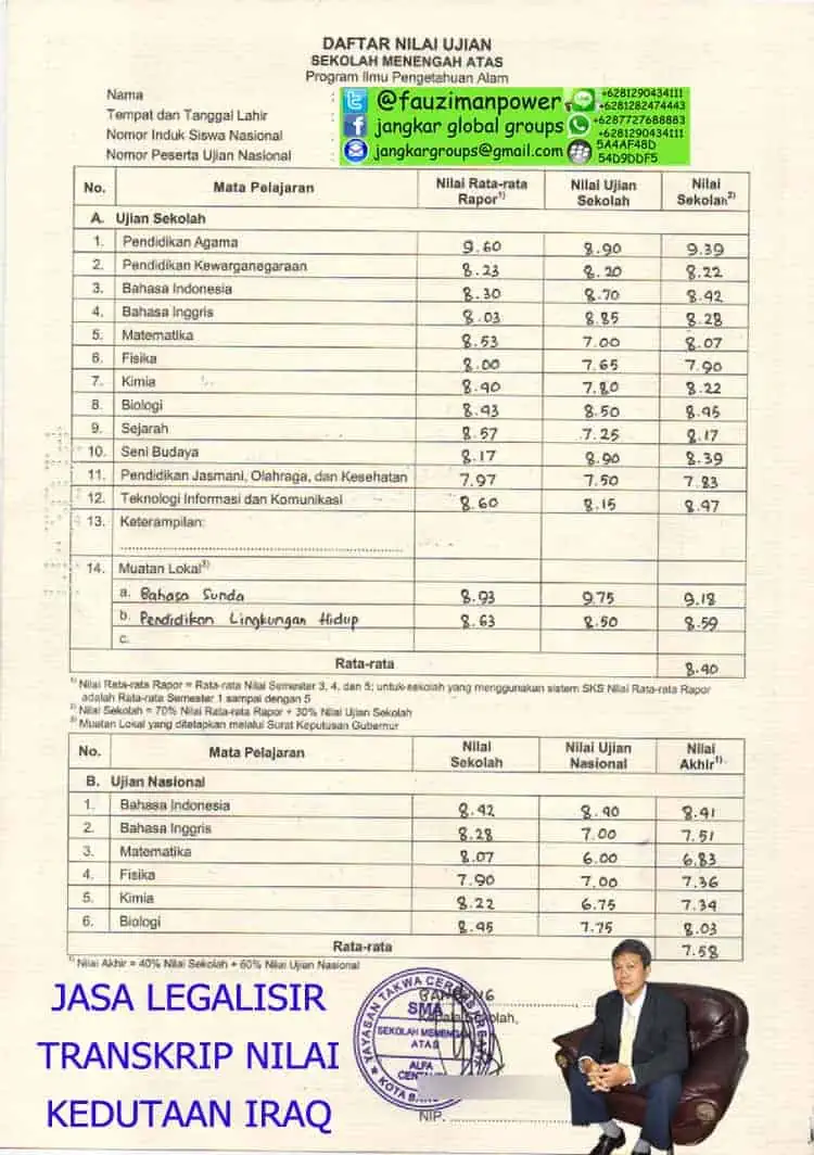 JASA LEGALISIR TRANSKRIP NILAI KEDUTAAN IRAQ