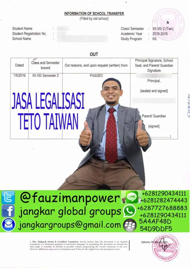 contoh dokumen Jasa Legalisir Raport Siswa