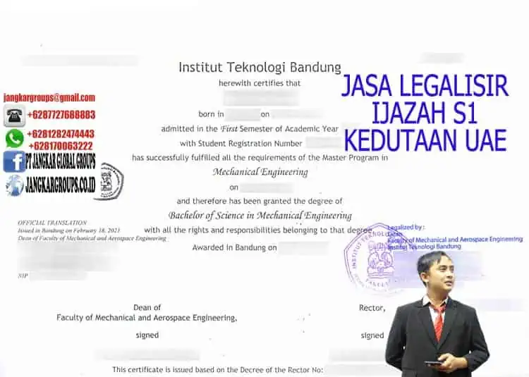 Jasa legalisir ijazah S1 Kedutaan UAE