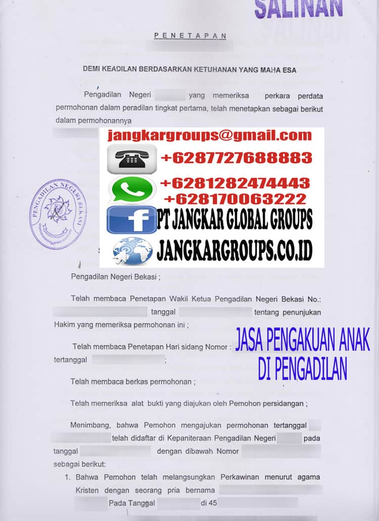 Jasa pengakuan anak di pengadilan