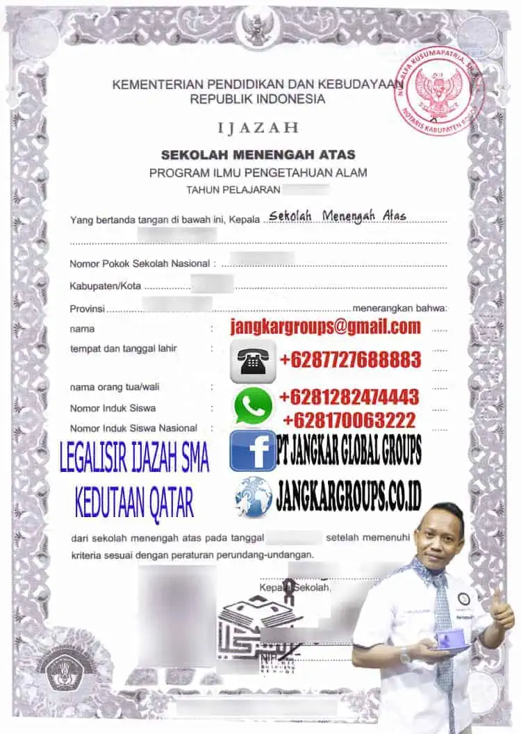 LEGALISIR IJAZAH SMA KEDUTAAN QATAR