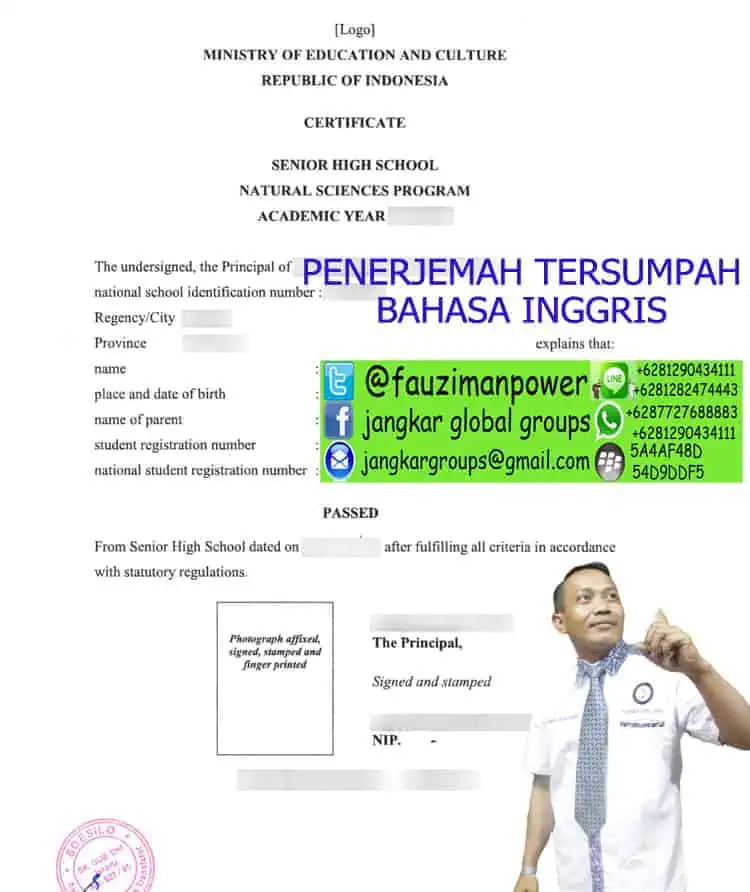 PENERJEMAH TERSUMPAH BAHASA INGGRIS