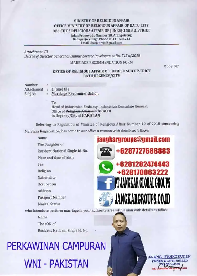 Contoh Legalisir Surat Rekomendasi Perkawinan