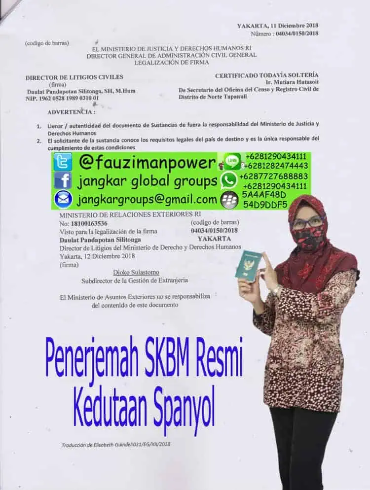 Penerjemah legalisir SKBM Kedutaan Spanyol resmi