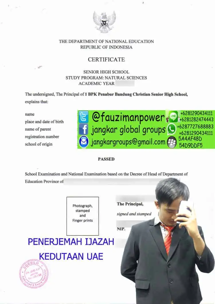 Penerjemah ijazah SMA kedutaan uae