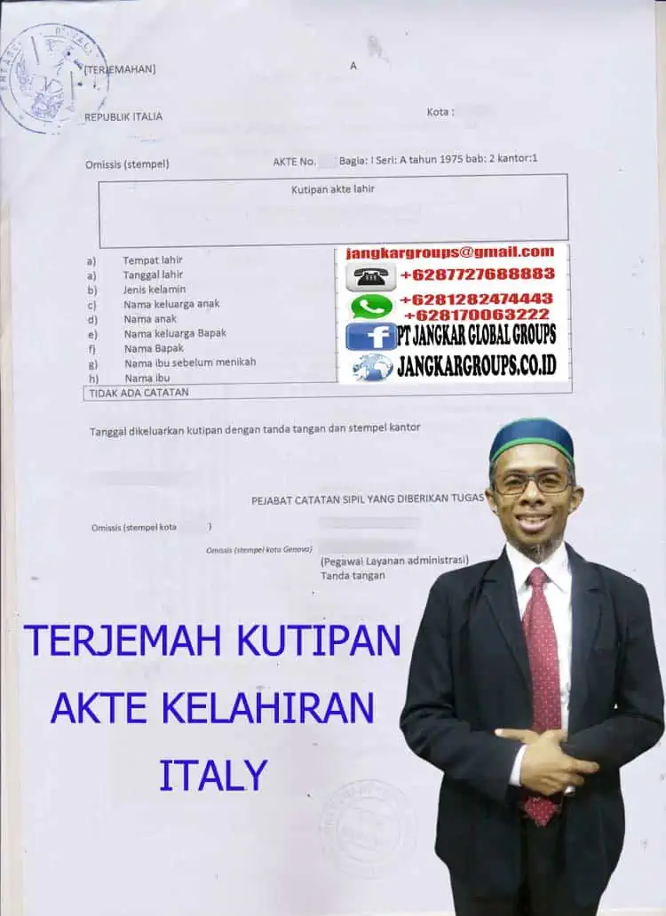 TERJEMAH KUTIPAN AKTE KELAHIRAN ITALY