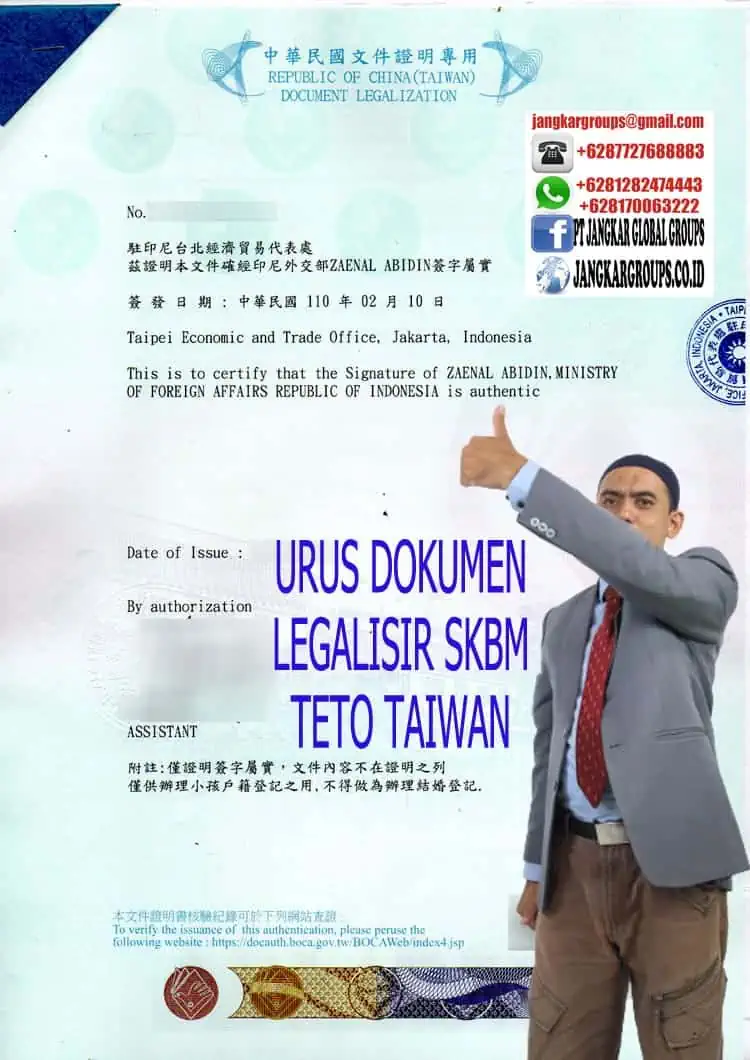 Urus dokumen legalisir skbm teto taiwan