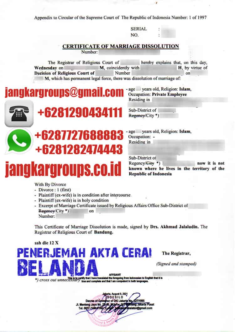 PENERJEMAH AKTA CERAI BELANDA