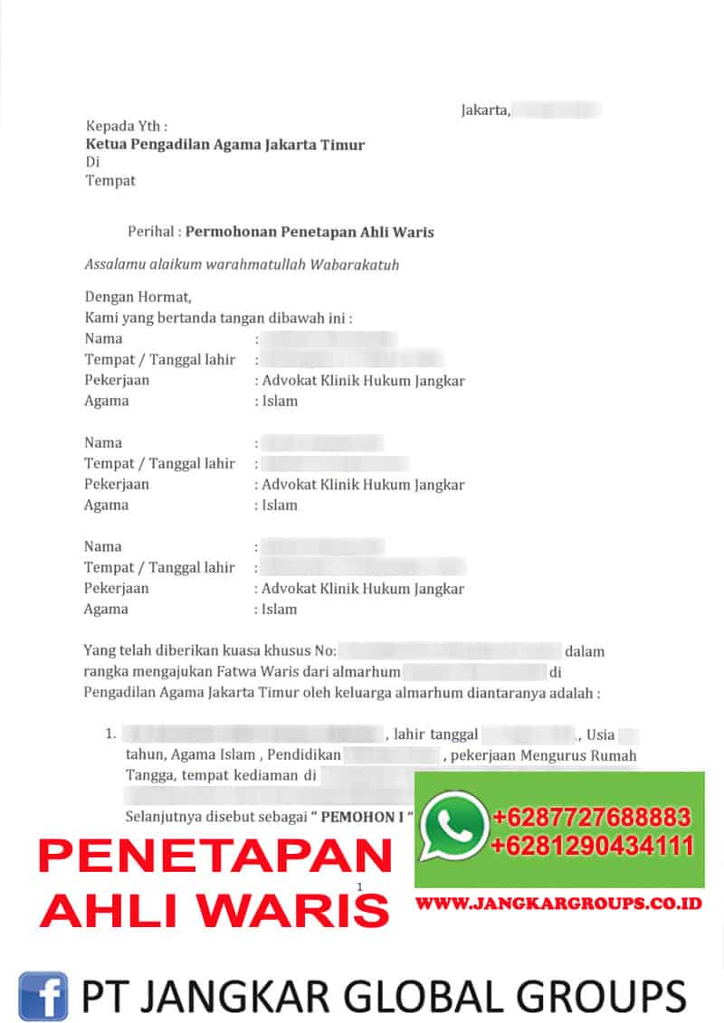 PERMOHONAN PENETAPAN AHLI WARIS