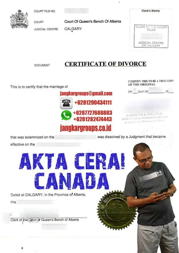 akta cerai canada - Nikah WNA Canada di Indonesia