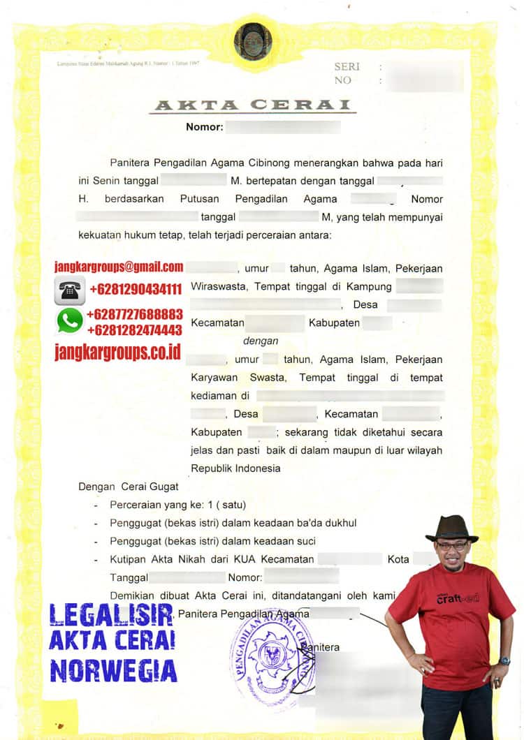 legalisir akta cerai norwegia