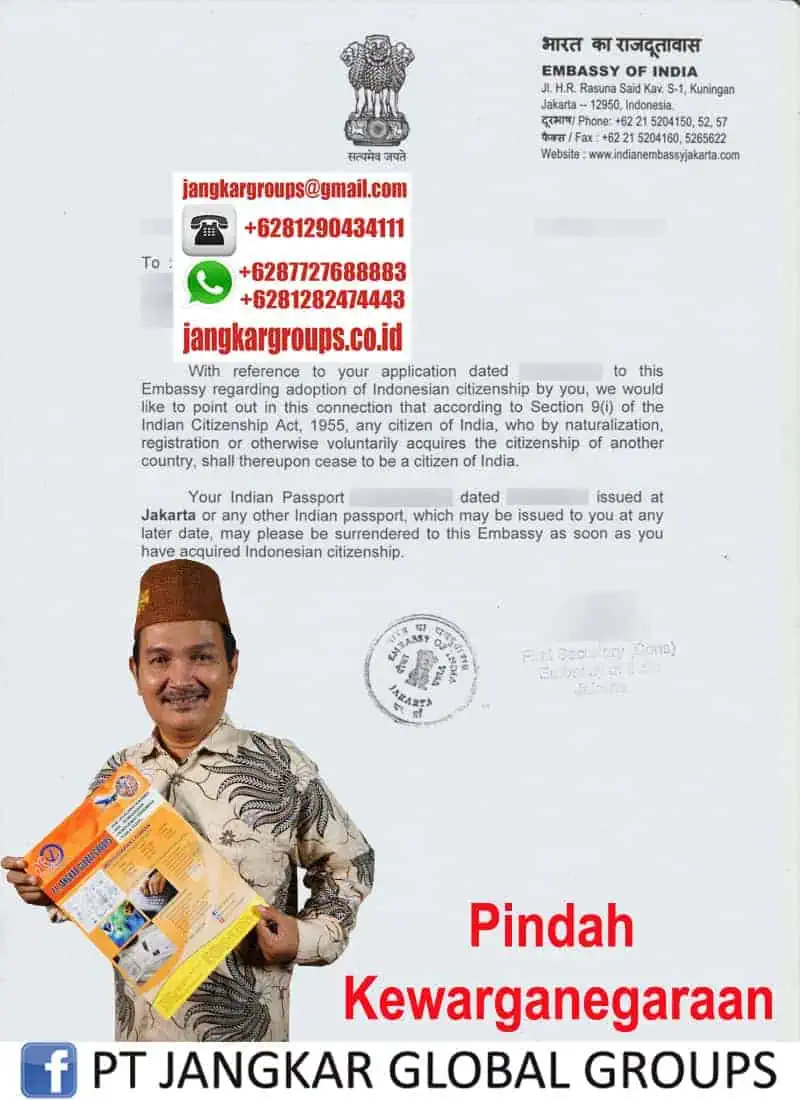 Contoh Surat Kedutaan Pindah Kewarganegaraan