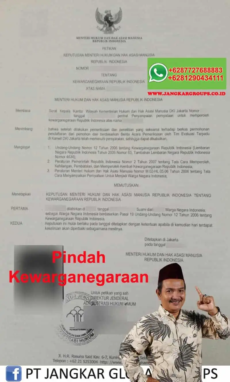 SK Kemenkumham Pindah Kewarganegaraan