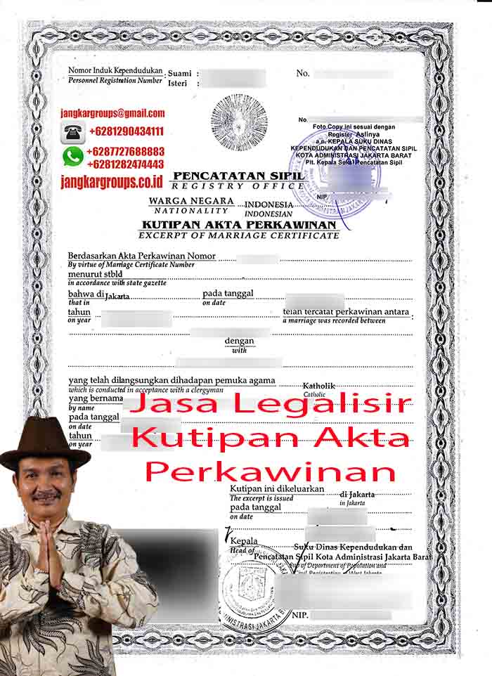 Contoh Kutipan Akta Perkawinan
